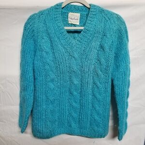 Bobbie Brooks Teal V-Neck Cable Knit Sweater